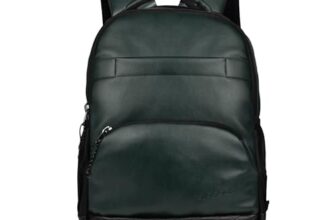 F Gear Luxur 25L Medium Laptop backpack Fits upto 17″ Laptop Faux Leather Water resistant lightweight, Gifts for Men Women Boys Girls Adults, College/School/Office/Travel Bag (Olive Green)