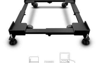 Smart Shelter Washing Machine Trolley for Fully and Semi Automatic, Front or Top Load, Fridge and Dishwasher Stand, Adjustable Metal and Wheels, Capacity 170Kg, Black (Min:16.5″x19.5″, Max:25.5″x32″)