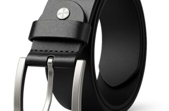 Men’s Genuine Leather Belt for Men, Formal/Casual,Autolock,Black | Fit on up to 42 Inches Waist size (Black) (34)