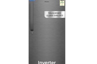 Haier 190 L 5 Star Direct Cool Inverter Single Door Refrigerator with Fast Ice Making, Easy Clean Back, Large Vegetable Box (HED-205DSA-P, Dazzle Steel, 2026 Model)