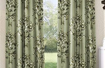 Fashion String 2 Pieces Floral Blossoms Eyelet Polyester Window Curtains – 5 Feet, Green