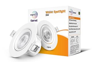 wipro Garnet 3W Round LED Wave Spotlight|Cob Spotlight for Ceiling|Cool White Light (6500K)|Adjustable Design|Recessed Tiltable Downlighter for False Ceiling|Cutout – 60 Mm|Pack of 1, flanged
