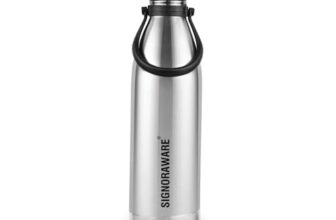 Signoraware Stainless Steel Aqualene Vacuum Steel cola Hot and Cold Bottle with Bag 1500ml, Set of 1, Multicolour