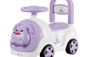 Lifelong Bunny Manual Push Ride-On Toy Car with Back Support for Boys & Girls 1-4 Yrs, Distraction-Free, Non-Musical, Easy Installation, 50kg Capacity, Steering Wheel, Indoor Outdoor (LLCBBR01)