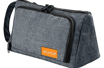 Storite Canvas Large Capacity Pencil Case Bag with Handle – Aesthetic Stationery Organizer Pouch with Zipper for Students, Kids & Adults (Grey)
