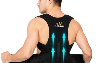 Posture Corrector for Men & Women by Plethon – Adjustable Back Brace, Clavicle Support & Upper Back Straightener for Better Sitting and Standing Posture, Fits 30–46 Inch Waist (Black)