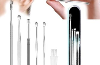SmartBucket Ear Wax Cleaner Stainless Steel Ear Pick Hygienic and Portable Earwax Removal Kit, Ear Curette Ear Wax Remover Tool with a Cleaning Brush & Storage Box, Resuable Ear Cleaner Tool Set- 6 Pc