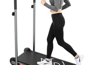 Sparnod Fitness STH-450 Manual Treadmill for Home Use, Adjustable Handle Height & Manual Incline, LCD Display, Compact & Foldable with Wheels, 120 kg Max User Weight, Assembly Required