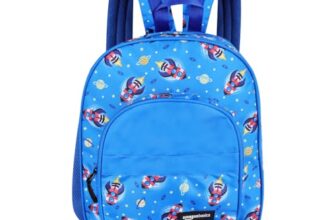 Amazon Basics Trendy and Spacious Space Theme 2 Compartment Kids Backpack | Comfortable Padding (Blue)