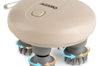 AGARO Scalp Massager, Stress Relief & Relaxation, Handheld & Portable, Rechargeable Electric Head Kneading Massager, 3 Speed Modes, Head Scratcher Massager for Hair Growth, Deep Clean, SM3675, White