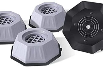 E-COSMOS Washer Dryer Anti Vibration Pads with Suction Cup Feet, Fridge Washing Machine Leveling Feet Anti Walk Pads Shock Absorber Furniture Lifting Base (Pack of 4) (Grey)