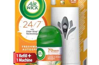 Air Wick 250 ml – Lemon & Orange Blossom, Refill + Automatic Spray| Freshmatic Air Freshener Kit | 2600 Sprays Guaranteed | Automatic Room Freshener, Bathroom Freshener and Room Spray