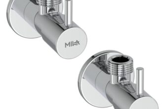 Mila Classique Brass Angle Valve with Wall Flange Pack of 2 | Mirror Chrome Finish | Quarter Turn Cartridge | ½” BSP Male Thread Inlet & Outlet | Durable, Leak-Proof, Multi-Purpose | 10-Year Warranty
