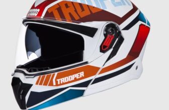 STUDDS Trooper DV D1 ISI and DOT Certified Matt Finish Flip-up Full Face Helmet for Men and Women with Inner Sun Visor (Matt White N2 M)