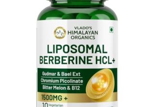 Vlado’s Himalayan Organics Liposomal Berberine for weight loss HCL+ 1500mg+ with Piperine, Chromium, Bitter Melon, Bael, Gudmar & Vitamin B12-10 Veg Tablets