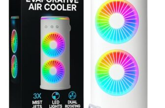 CREXOS 4000mAh Double Ended Spray Cold Air Fan, 2025 New 3 Gears USB Rechargeable LED Light Cooler Touch & Remote Ice Filling Fan Multifunctional Eco-Friendly (WHITE)