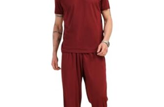 Thomas Scott Men’s Solid Polyester Relaxed Fit T-Shirt & Joggers Co-Ords Set with Round Neck & Short Sleeves (TMSTCS002_Wine_L)