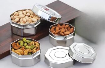 Tosaa steel Square Storage Container – Secure, Modern Design for Multi-Purpose Storage at Home or Work, Ideal for Dry Food, Spices, or Snacks, pack of – 3