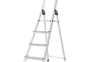 Bathla Prime 4 – Step Foldable Aluminium Ladder for Home with Multi-Utility Support Handle | 5 – Year Manufacturer Warranty | Black