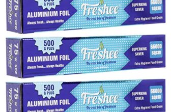 Freshee Aluminium Foil for Wrapping Food 22mtrs Silver Foil Roll Disposable Foil for Food Parcel 66000sqcm, Pack of 3