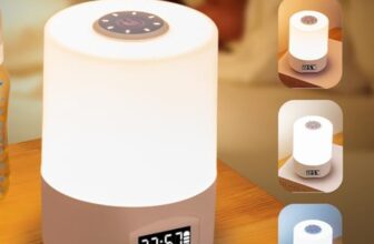 One94Store LED Touch Table Lamp with Built-in Clock – Rechargeable Oval-Shaped, Dimmable 3-Color Night Light with Time Setting Option at Back for Bedroom, Office & Home Décor