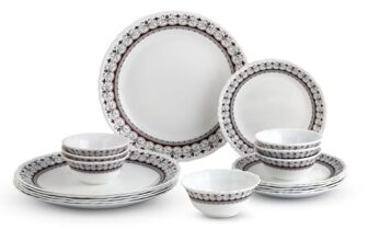CELLO Lumina Imperial Plus Series Opalware Dinner Set of 19 Pieces For Family of 6 | Bone-Ash Free & Leadfree Opal Glass Microwave & Dishwasher Safe Crockery Plates & Bowls Set For Daily Use & Gifting