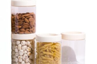 Steelo Stack & Lock Plastic Kitchen Storage Round Container Set – Air Tight, Fridge safe, US FDA Approved, PET Food Grade Heavy Duty Material, BPA Free (Clear, 750 ml, Pack of 4)