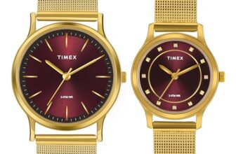 TIMEX Unisex Burgundy Round Analog Pair Watch- TW00ZP001