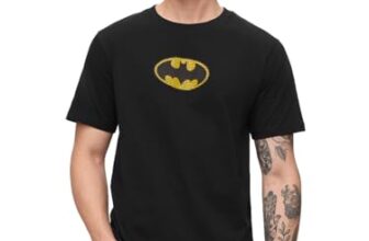 The Souled Store Batman: Classic Logo Men and Boys Short Sleeves Round Neck Printed Regular Fit Cotton T-Shirts Black