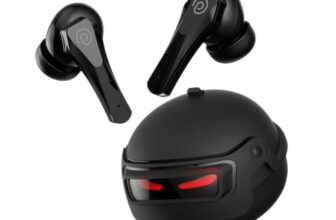 pTron Bassbuds Surge TWS Gaming Earbuds, 40ms Low-Latency, 50Hrs Playtime, Custom EQ, App Support, Dual Mic TruTalk AI-ENC Clear Calls, Pristine Sound, Bluetooth V6.0, IPX5 Water Resistant (Jet Black)