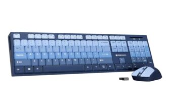 Zebronics Wireless Keyboard & Mouse Combo, 104 UV-Printed Keys, ₹ Key, 12 Multimedia Keys, Retractable Stand, 4 Button Mouse, 1600 DPI, High Precision, USB Nano Receiver (Companion 304, Dark Blue)