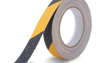 Robustt Anti Skid/AntiSlip Tape 5 Meter 25MM (Pack of 2) Fall Resistant with PET Material and Solvent Acrylic Adhesive Tape for Slippery Floors, Staircase, Ramps, Indoor, Outdoor Use – Yellow & Black