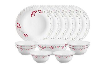 Larah by Borosil Verona Opalware Dinner Set, 13 Pieces, White