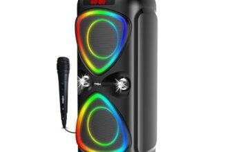 FRONTECH Smash-251 Party Speaker | 30W| RGB Lights | Dual 4” Drivers | 2400 mAh Battery | TWS/FM/USB/BT/TF/AUX | Wired Mic | Portable Speaker with Handle | 1 Year Warranty (SW-0251)