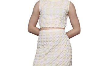 Freehand Women Fitted Textured Top and Skirt Co-ords Set (Lemon Meringue_XS)