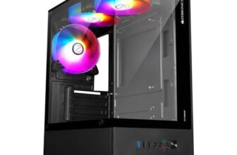 ZEBRONICS ROBUST Premium Gaming Chassis with support for mATX | Mini ITX, Wraparound Tempered Glass, 120mm Multicolor LED Ring Fans, Top Magnetic Dust Filter, 3 Fans Included (Black)