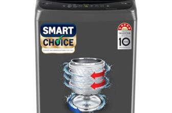 LG 7 Kg 5 Star Smart Inverter Technology Fully Automatic Top Load Washing Machine (T70VBMB1Z, Auto Prewash, Turbodrum, Stainless Steel drum, LED Display, Smart Diagnosis Middle Black)