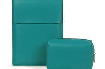 Enthopia Case Cover for MacBook Pro 13 inch Case (2020 Release – Model M1 A2338 A2251 A2289) MacBook Pro 13 – Vegan Leather Sleeve and Organiser Pouch – Teal