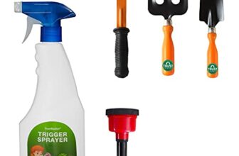 TrustBasket 5 Pcs Durable Earth Angles Multi-Purpose Plant Care/Garden Tool kit for Home Garden | Trowel, Fork, Krupa, Shower Head, Trigger Sprayer