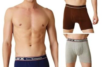 LUX Champion Men’s Long Trunk | 100% Super Combed Cotton | Breathable, Light & Comfortable Lux Underwear | Pack of 5 (Color May Vary)-75cm Assorted