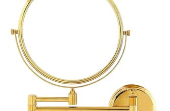 CIPLA PLAST Shaving Mirror for Bathroom | Round Makeup Mirror | 360 Degree Rotation Adjustable Frame (Gold)