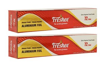Freshee New Disposable Aluminium Silver Kitchen Foil Roll 44 m, Pack of 2, 11 Micron Thick Food wrap Silver Foil Roll