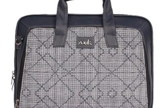 ZOUK Blue Executive Laptop Bag for Men | Vegan Leather Office Briefcase with Padded 15.6 Inch Laptop Compartment, Shoulder Strap & Trolley Sleeve | Water-Resistant Work & Travel Bag | Calcutta Pixels