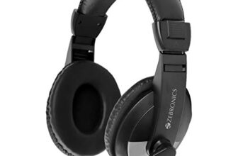 ZEBRONICS Zeb-200HM Wired On Ear Headphone with Mic, Dual 3.5mm Connectors, Adjustable Headband for PC Computers/Laptop (Black)