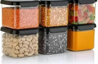 Xiran Unbreakable Containers For Kitchen Storage Set, Kitchen Containers Set, Kitchen Organizer Storage Set, Kitchen Accessories Items, Pantry Organization And Kitchen Storage (500Ml, Black, Set of 6)