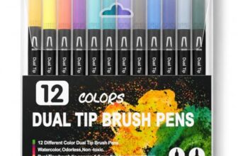 Corslet 12 Pcs Dual Tip Brush Pens Vibrant Colours for Mandala Colouring Professional Dual Tip Felt Tip Pens with Flexible Brush Tip & Extra Fine Liner Tip for Detailed Artwork Watercolour Markers