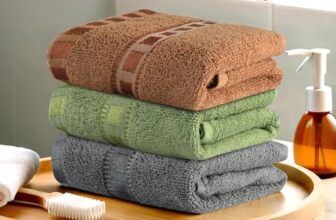 Urbane Home Pack of 3 Cotton Hand/Face Towels for Men & Women | Easily Washable | Workout Gym Napkins for Men | Pocket Towel – Grey-Green & Golden