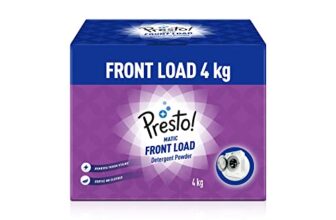 Amazon Brand – Presto! Matic Front Load Detergent Powder – 4 kg ||1kg X 4 packs | Tough on Stains | Safe and Gentle on Fabrics | Refreshing Floral Fragrance |Bleach-free and Phosphate-free