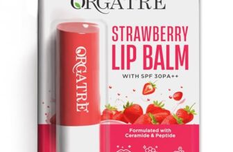 ORGATRE Strawberry Lip Balm for women 3.2gm | SPF 30 PA++ | Lip Balm for Dark Lips, Pigmentation, Dry & Chapped Lips | Ceramide & Peptide