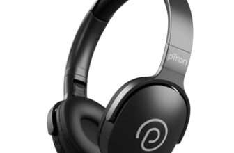 pTron Studio w/ 60Hrs Playtime, Wireless Over-Ear Headphones with HD Mic, Dual-Device Pairing, Immersive Sound, 40mm Drivers, BT5.4, 3.5mm Aux Port, TF Card Slot & Type-C Fast Charging (Jet Black)